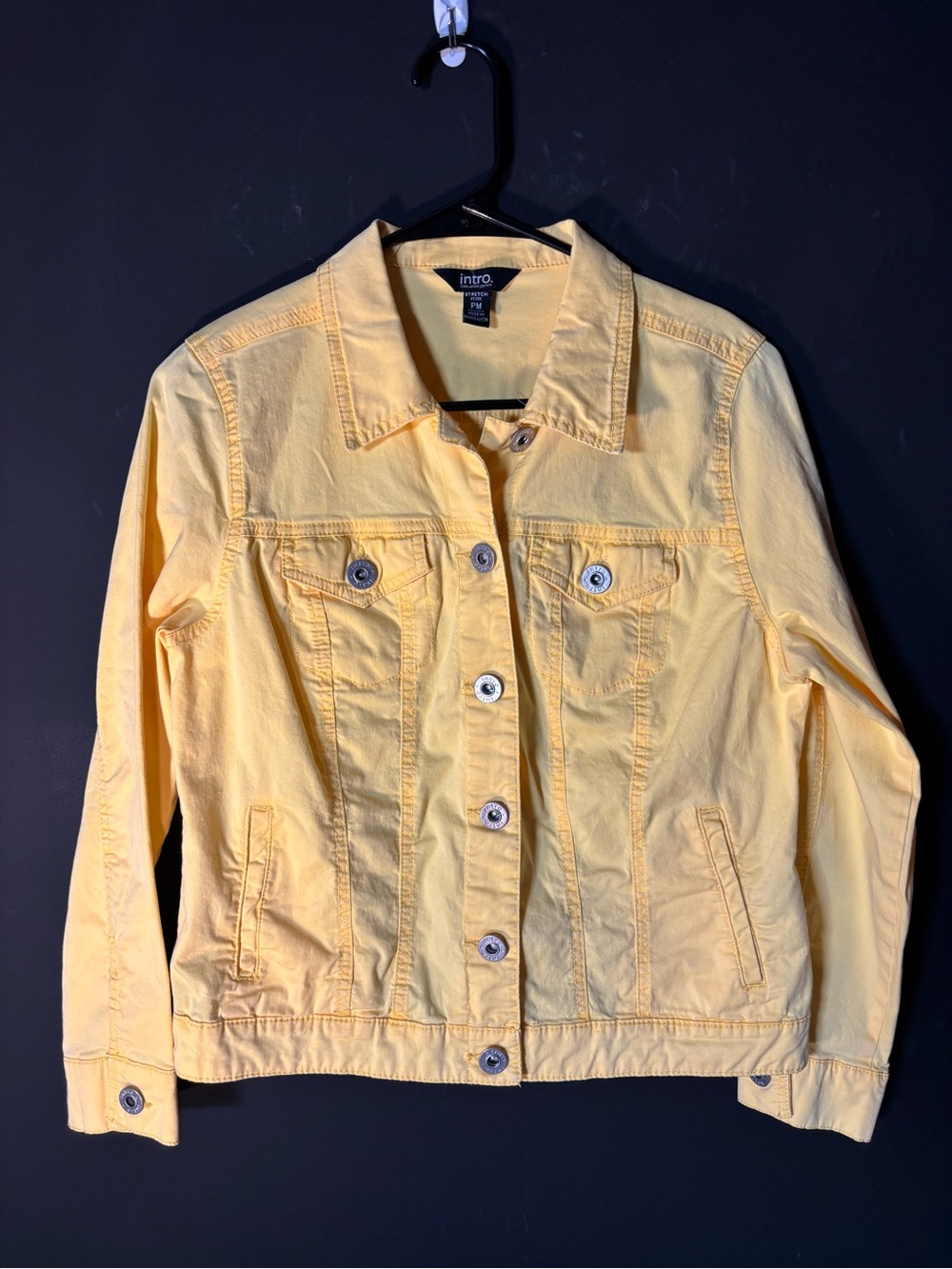 intro. Pastel Yellow Denim Knit Trucker Jacket-PM